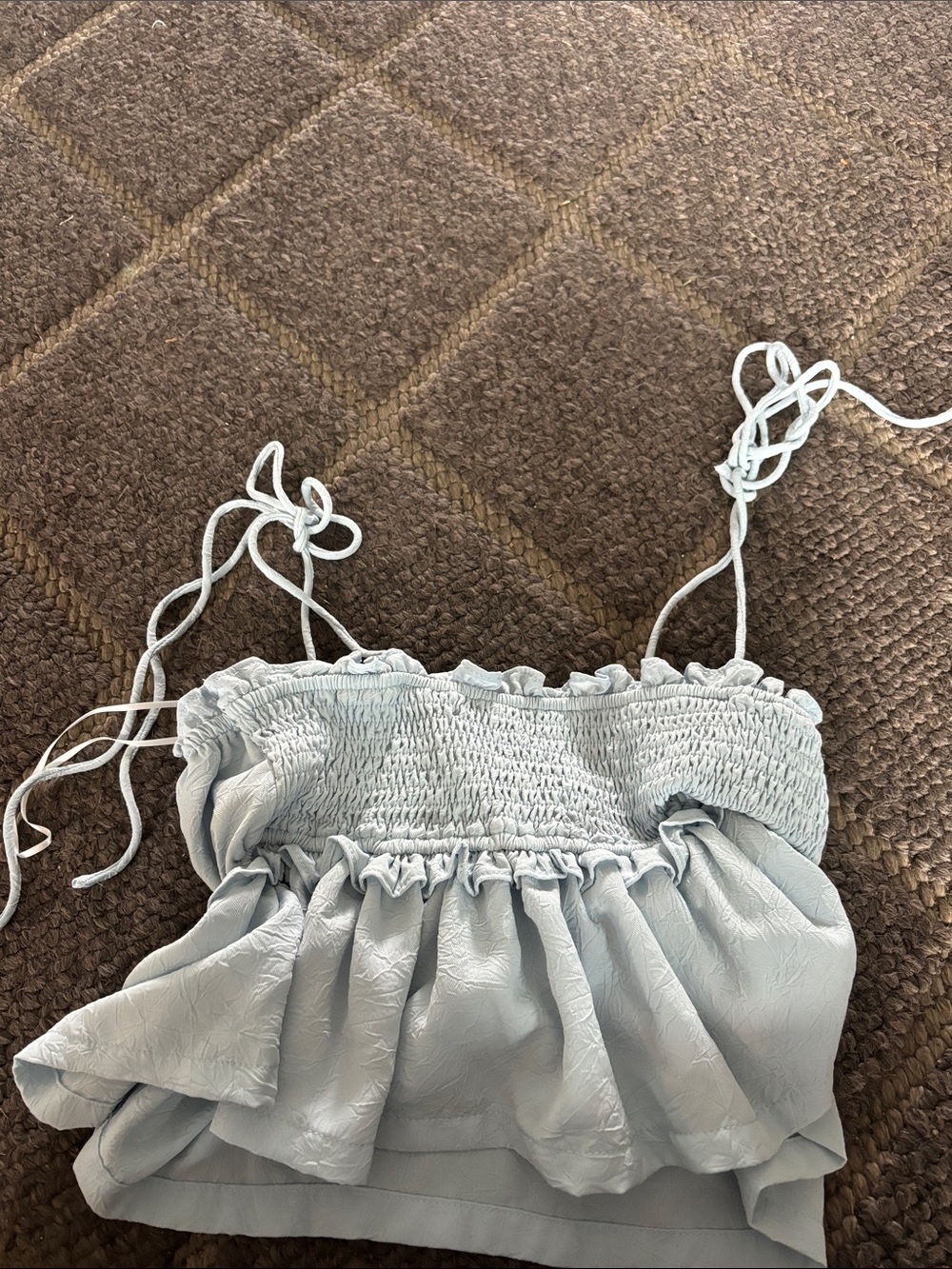 Light Blue Ruffled Cropped Top - Picture 3 of 3